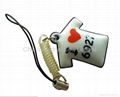 PVC cellphone screen wiper pendant,customized printing and shape available