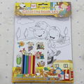 Cartoon coloring book set with colored pencil, kids coloring book printing