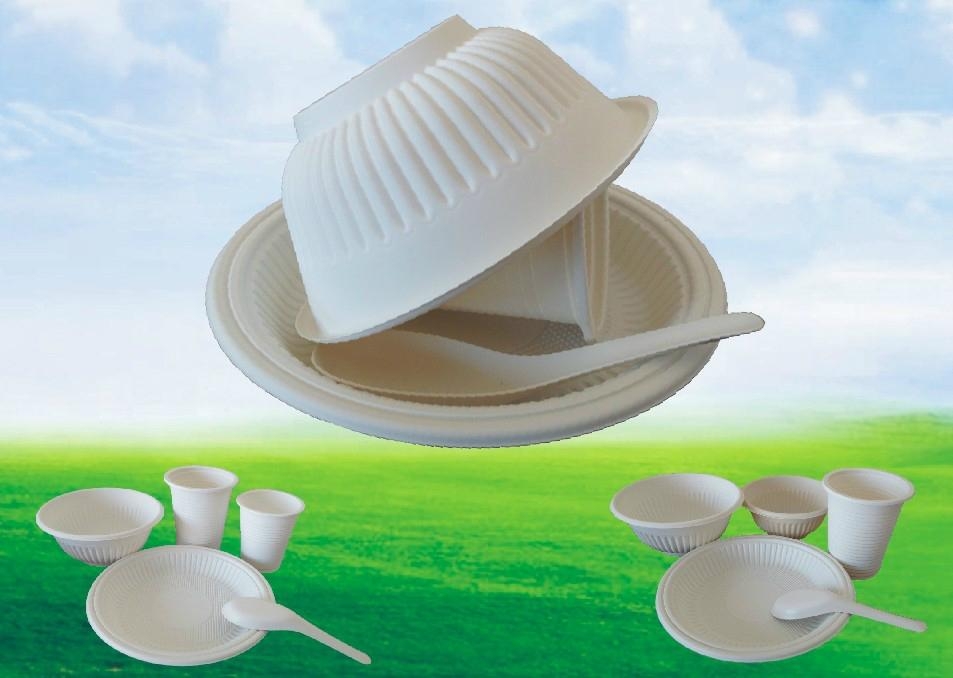 100% compostable cornstarch tableware dinnerware five piece unit