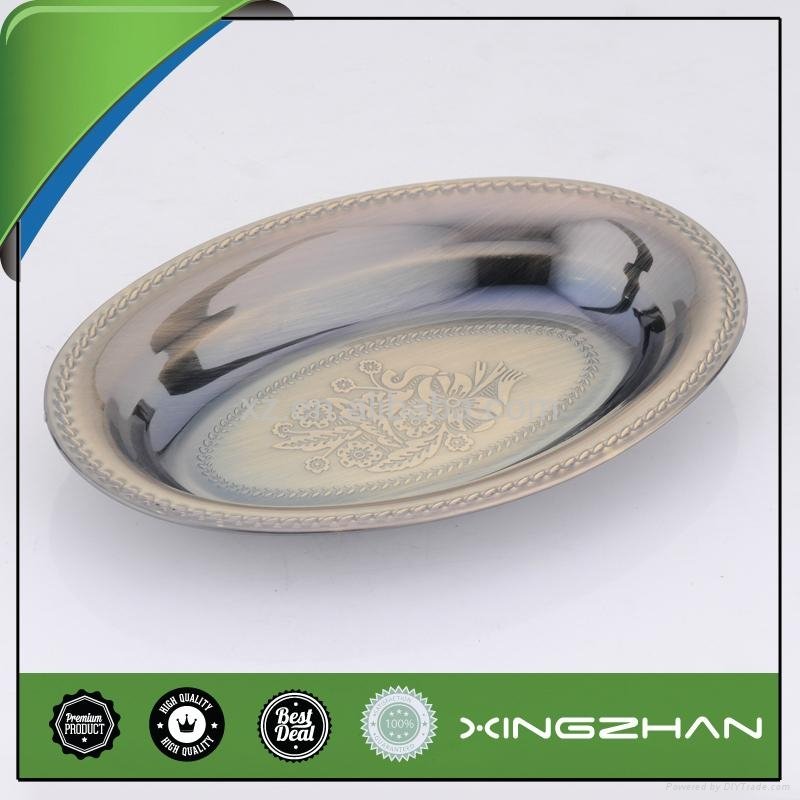 Thai Stamped & Deepened Stainless Steel Oval Tray 2