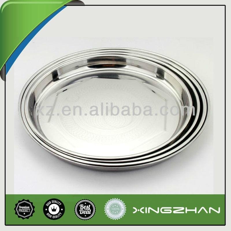 36~60cm 410# Stamped Stainless Steel Round Food Serving Tray