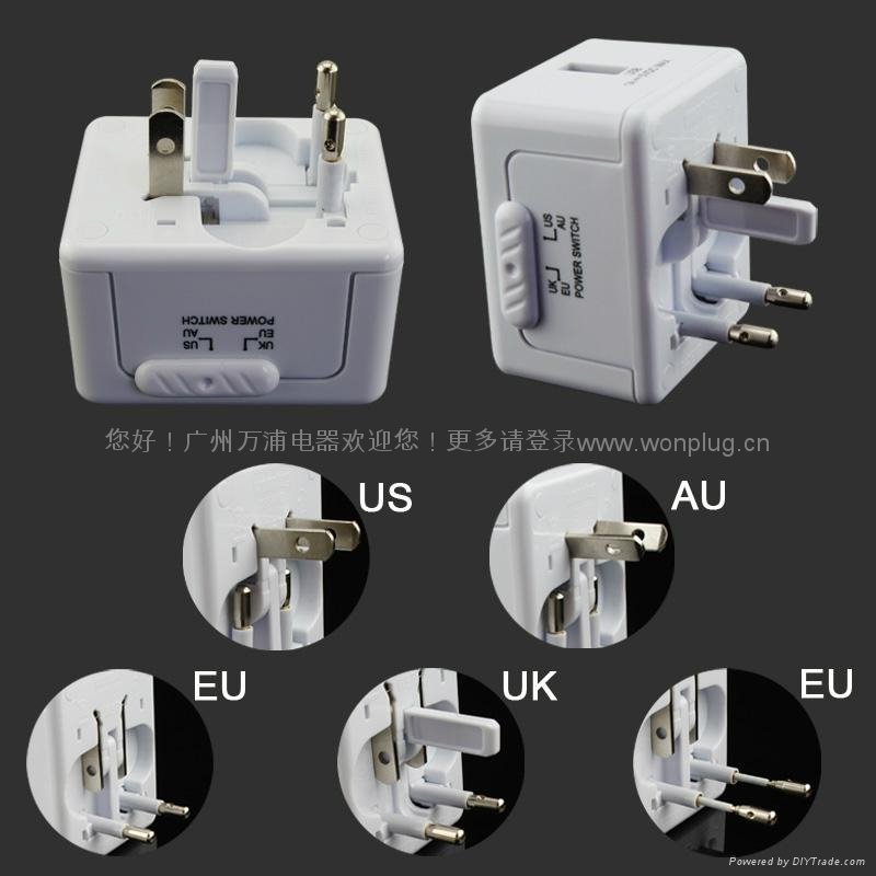 wonplug Mini size all in one travel adapter with USB 4
