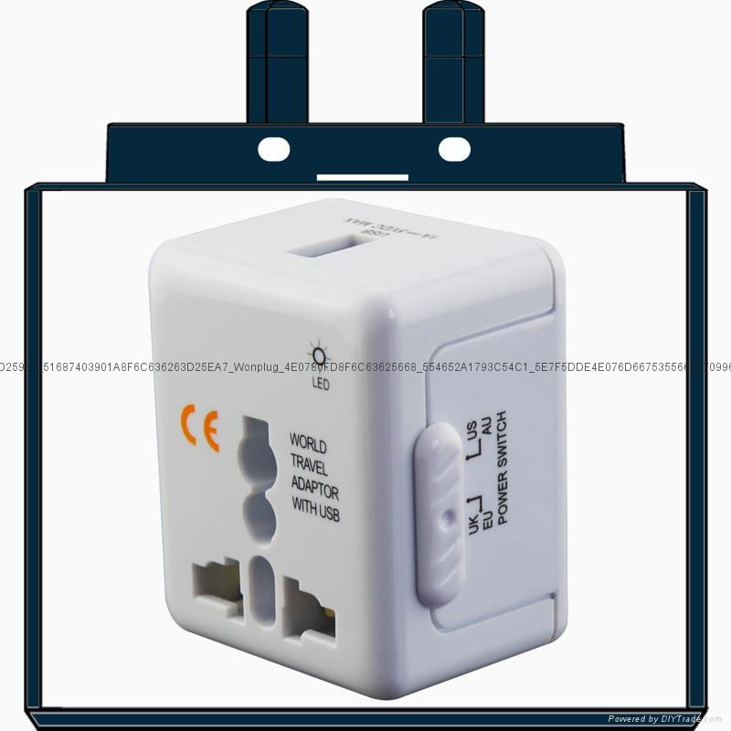 wonplug Mini size all in one travel adapter with USB 2