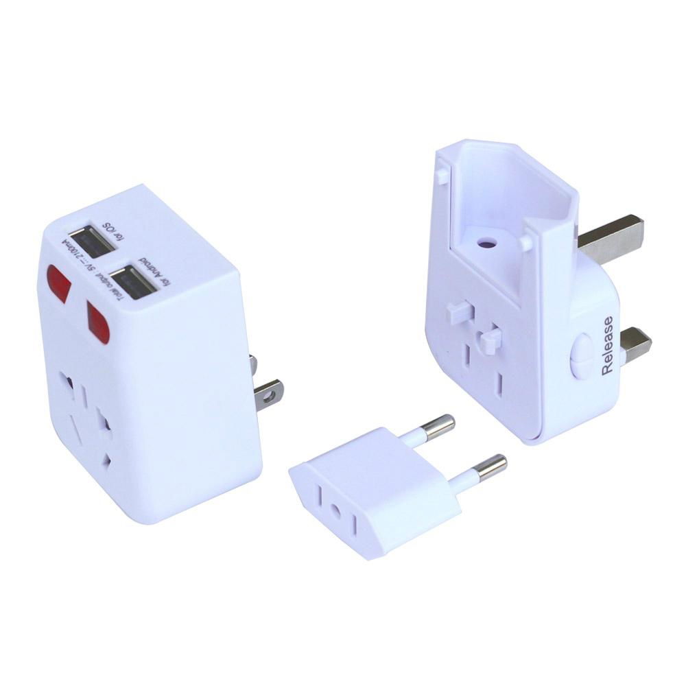 2.1A China World Travel Adapter with dual USB 4