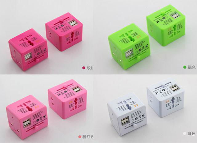 All in one travel adapter with 2USB 2