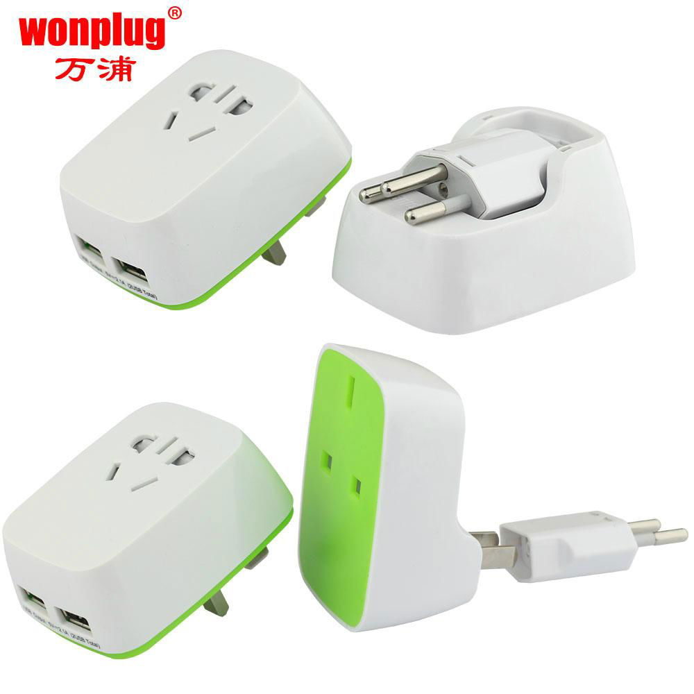 2017 new model universal travel plug adapter with usb and safety shutter   4