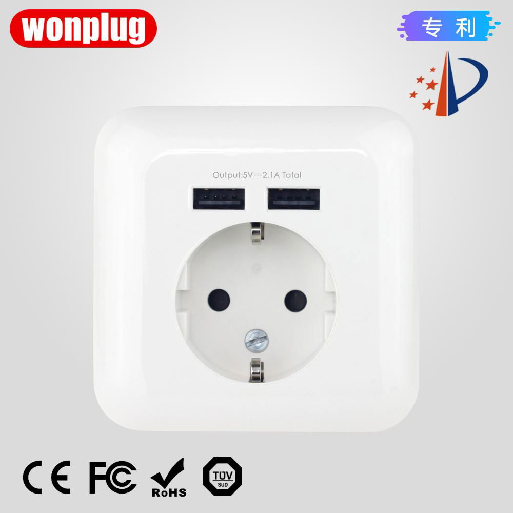 EU Germany wall socket outlet with USB