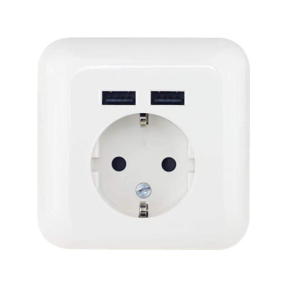 EU Germany wall socket outlet with USB 2