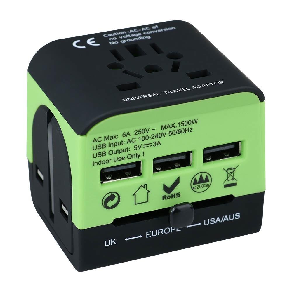 3USB Universal Travel Adapter kit, UK AU EU US Travel plug Adaptor 2