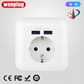 germany 16A 2.1A USB wall socket usb charging outlet receptacle 1