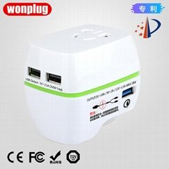 Travel Adapter, Universal Travel Plug Adapter with USB and Safety Shutter  