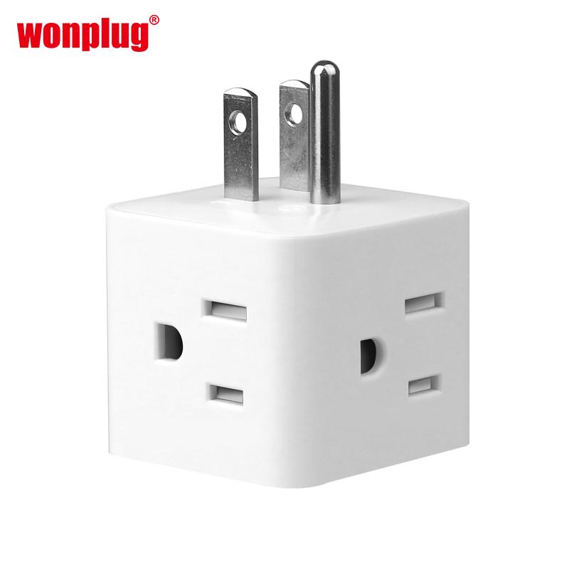 USA travel plug adapter extension cube socket with 4 outlets and 2USB 2