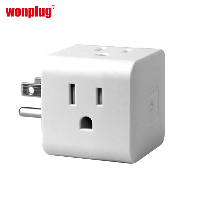 USA travel plug adapter extension cube socket with 4 outlets and 2USB 4