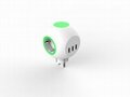 EU Germany Korea globe extension socket with 3 outlets and 3 USBports 5