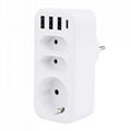 3-way 4USB EU Power Extension Socket Plug Adapter 1