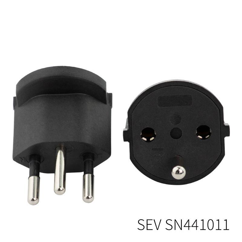 SEV standard EU Schuko to Switzerland swiss fixed plug adapter 5