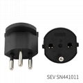 SEV standard EU Schuko to Switzerland swiss fixed plug adapter