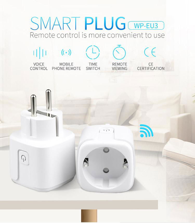 Smart Life Alexa Tuya IFTTT Remote Control Wireless EU Power Wifi Smart Plug 5