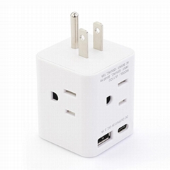USA extension Outlet Extender 4AC Multi Plug and 2 USB 1 TYPE C Power Strip