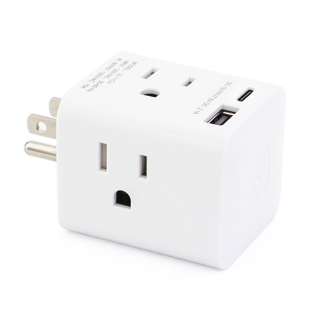 美式標準接地擴展插座2USB一轉四旅行轉換插頭1USB A 1USB C 4