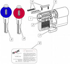 Snaking Computer Key Euro Cylinder 6pins