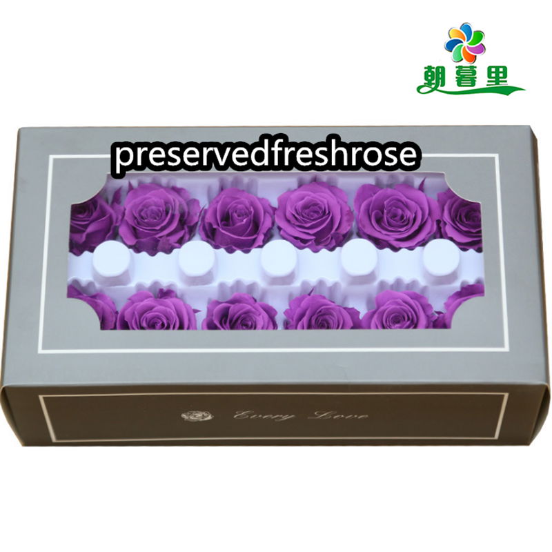 Grade A 3-4cm Preserved Flowers Head 12roses Preserved Rose For Decoration 