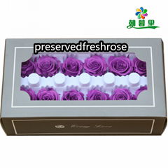 Grade A 3-4cm Preserved Flowers Head 12roses Preserved Rose For Decoration 