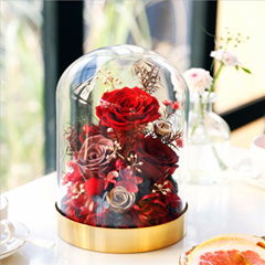 Preserved Fresh Flowers Gifts Eternal Rose Gifts With Metal Base For Festivals