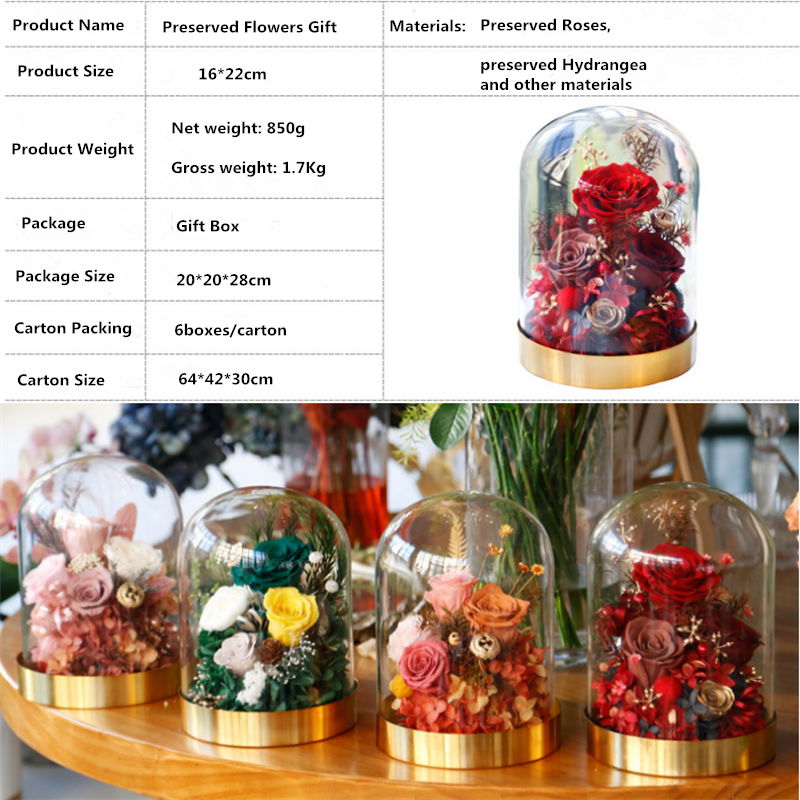 Preserved Fresh Flowers Gifts Eternal Rose Gifts With Metal Base For Festivals 2