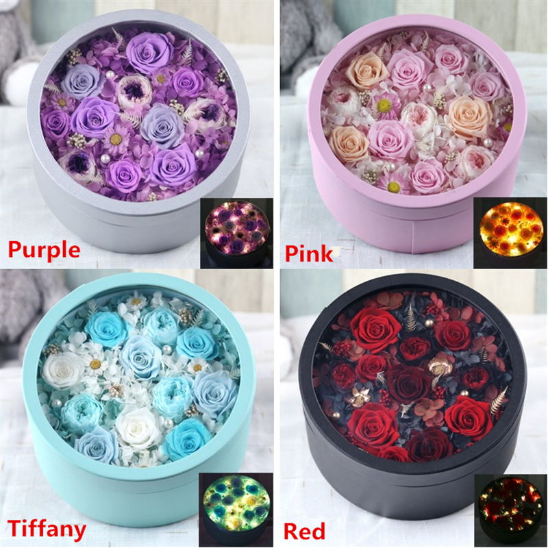 Preserved Flower Gift Box With Lights For Christmas Day Gifts