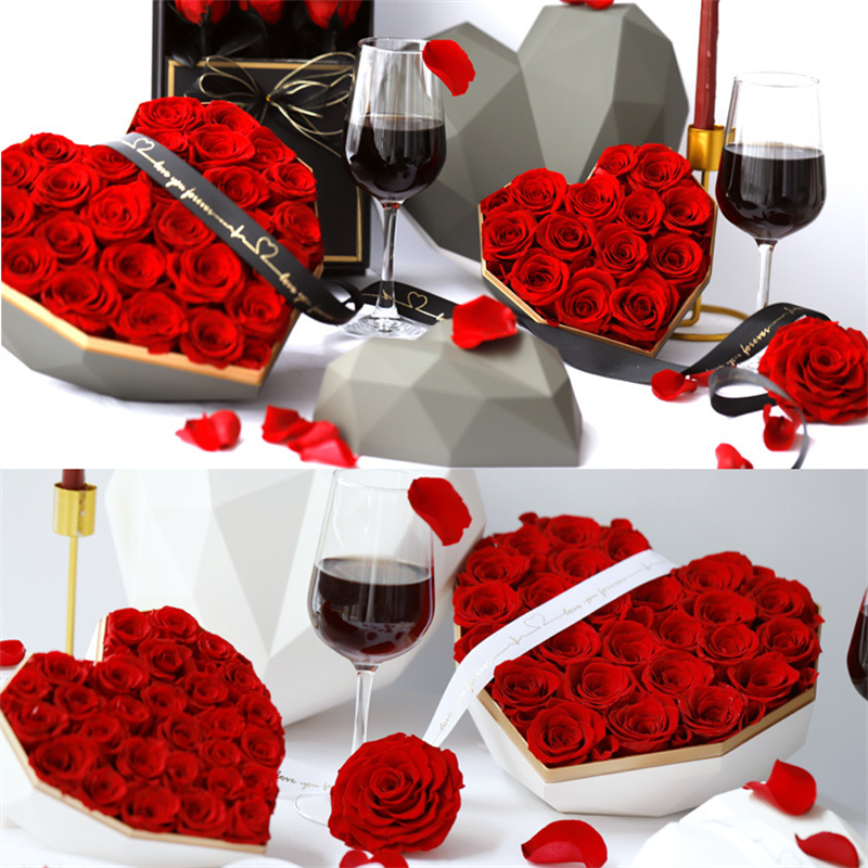 Preserved Flower Diamond Heartshaped Gift Box Eternal Flower Gifts For