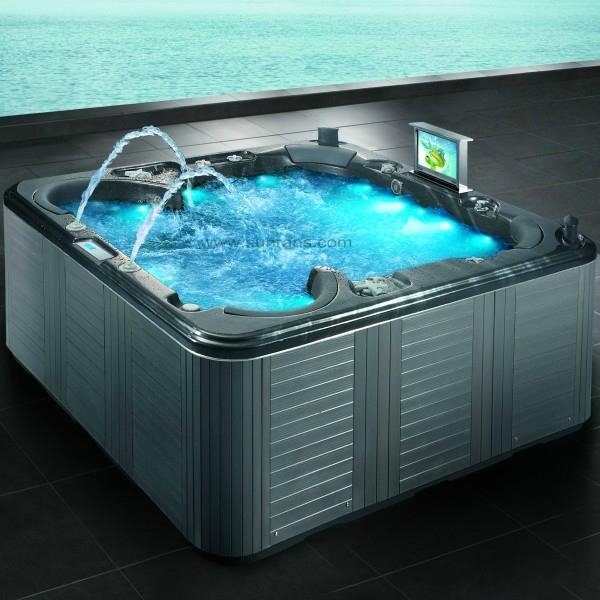 Hot sale luxury outdoor massage whirlpool jacuzzier bathtub with TV 2