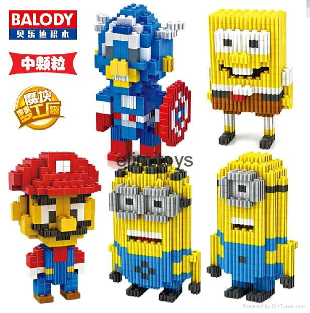 Wholesale Balody Connection Blocks Minion Middle Blocks DIY Building Toys Nano 3