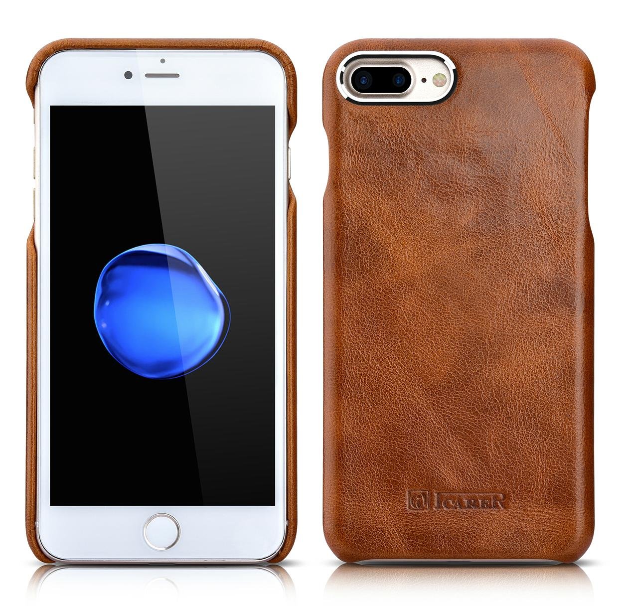 iCarer iPhone 7 Plus Metal Warrior Oil Wax Real Leather Back Case
