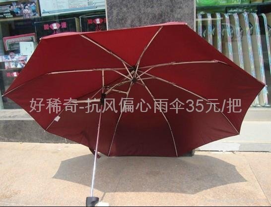 抗风偏心雨伞