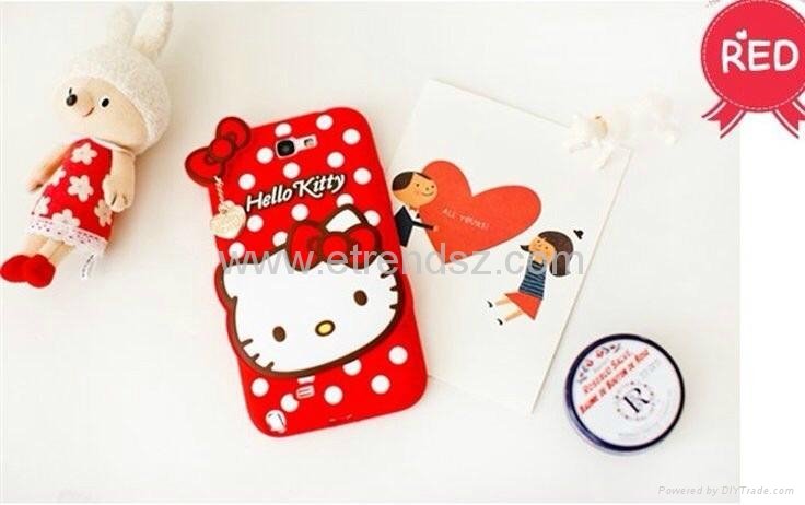Hello Kitty Cat Phone Case, Cute Silicon Case for Samsung S3 S4 Note 2 Note 3 2