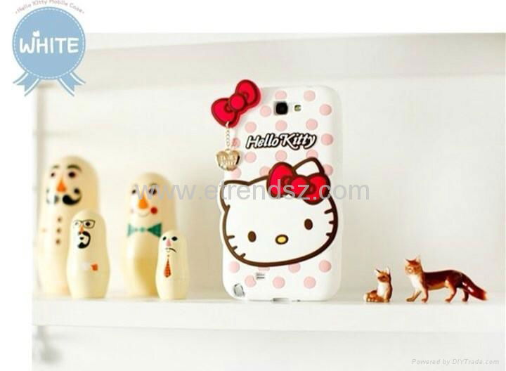 Hello Kitty Cat Phone Case, Cute Silicon Case for Samsung S3 S4 Note 2 Note 3 3