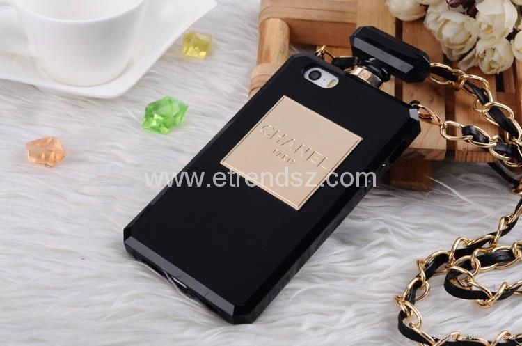 Luxury Brand Perfume Bottle Case New TPU Cover for iPhone 5 5S 4 4S With Chain 3