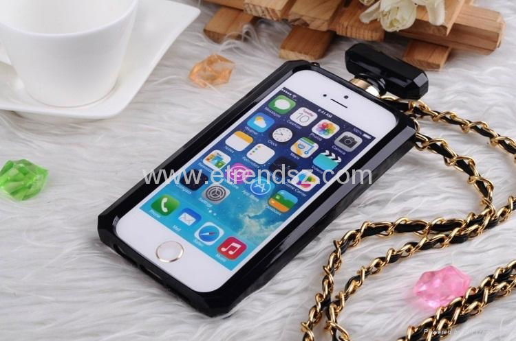 Luxury Brand Perfume Bottle Case New TPU Cover for iPhone 5 5S 4 4S With Chain 4