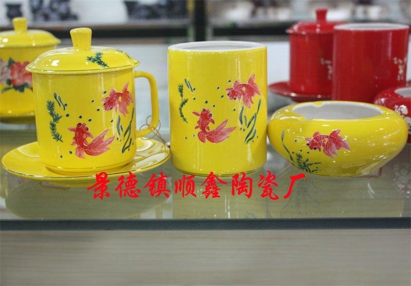 商务会议礼品陶瓷茶杯三件套 4