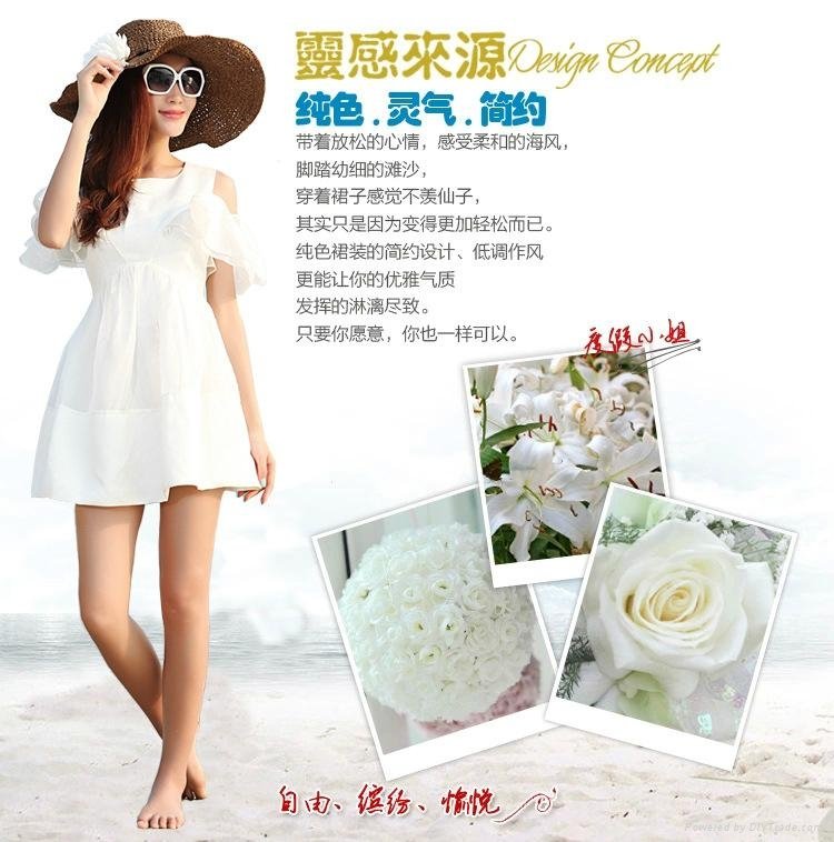 2015 spring and summer new women chiffon strapless flounced dress star with beac 4