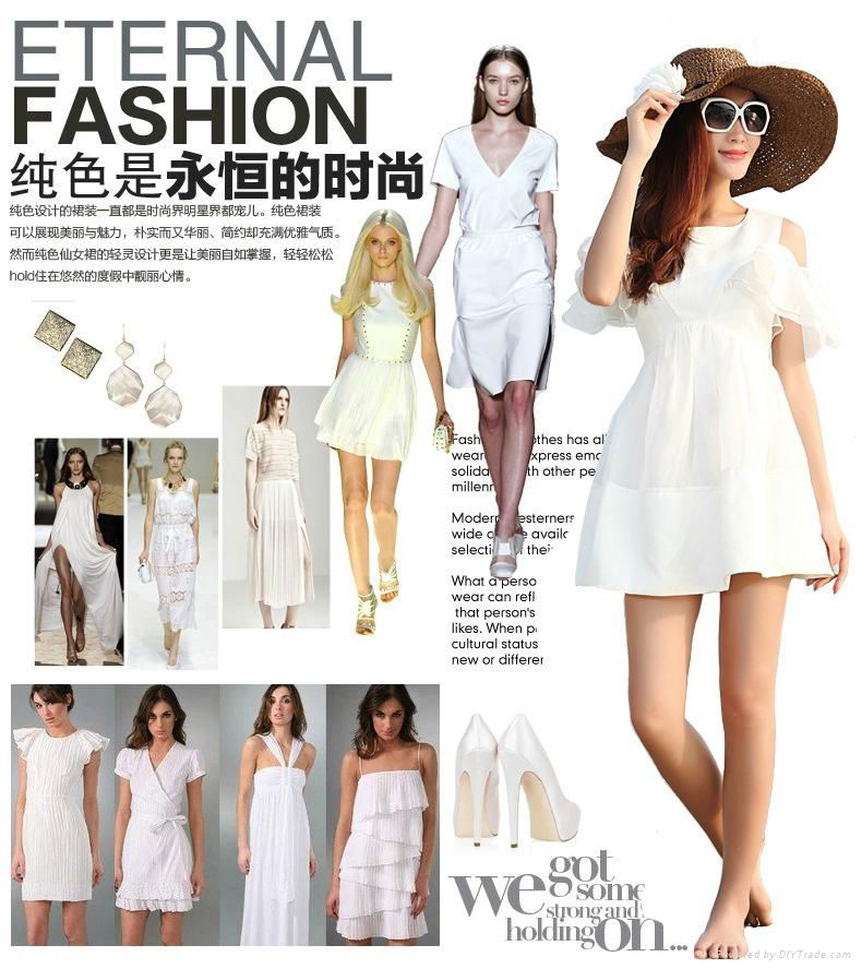 2015 spring and summer new women chiffon strapless flounced dress star with beac 5