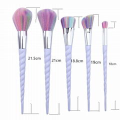 Hot Selling 5pcs Rainbow Hair Makeuap Brush Gold Spiral Makeup Brush Set