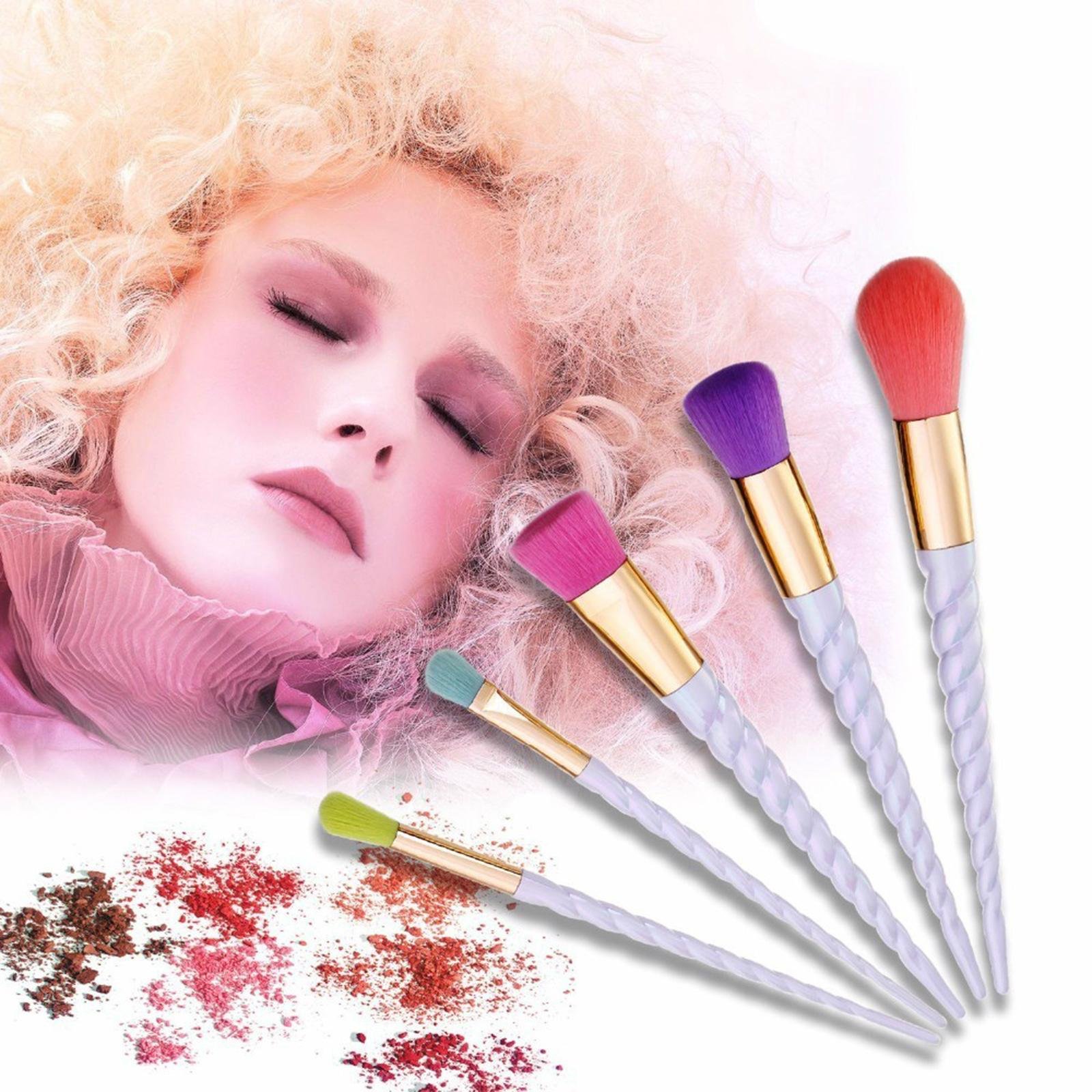 Hot Selling 5pcs Rainbow Hair Makeuap Brush Gold Spiral Makeup Brush Set 4