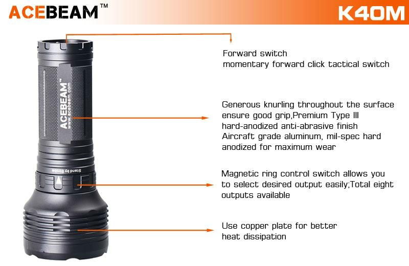 ACEBEAM K40M CREE MT-G2 3000LM LED Search Light 2