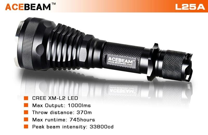 ACEBEAM L25A 1000 Lumens CREE XM-L2 LED Tactical Flashlight 2