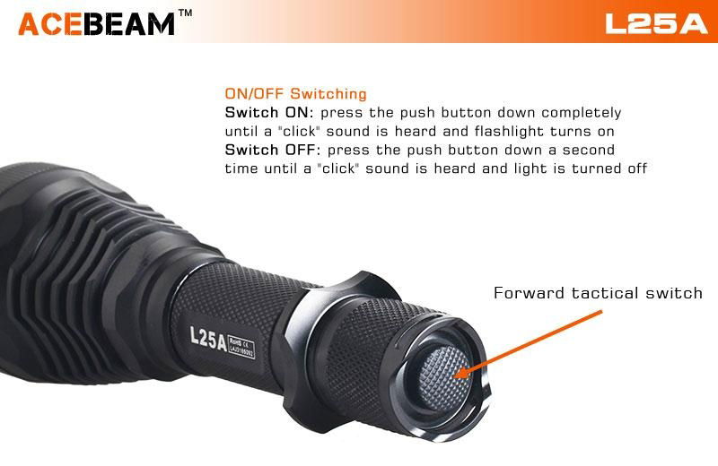 ACEBEAM L25A 1000 Lumens CREE XM-L2 LED Tactical Flashlight 5