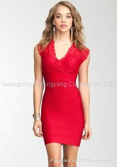 2015 rose and  red bandage dress herve leger manufactory 4