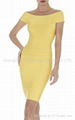 2015 bandage dress one-off shoulder yellow evening dress 1