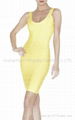 2015 bandage dress one-off shoulder yellow evening dress 2